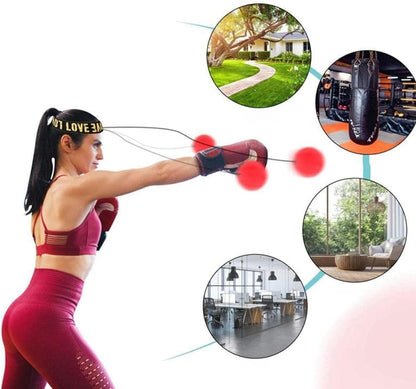 1Pc Red Boxing Reflex Ball,Boxing Equipment for Training at Home,Improve Reaction Speed and Hand Eye Coordination,Boxing Ball with Adjustable Elastic Head Band Speed and Agility,Sports Reaction Balls