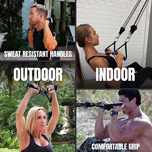Bodylastics Patented Basic Series Resistance Band Set - Resistance Bands with Snap Reduction Tech, 2 Handles, 2 Ankle Straps, 1 Door Anchor & 1 Carry Bag - color: PRO 3-310 LBS Set Camo