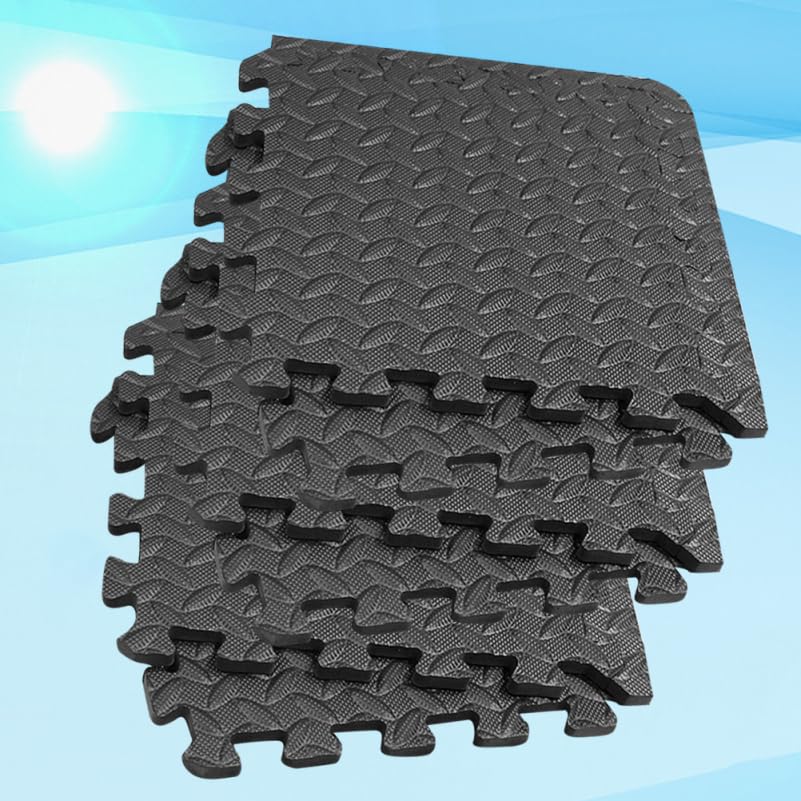 ibasenice Leaf Grain Interlocking Floor Mats 6-Pack Eva Foam Exercise Mats with 12 Edging Strips 11.81 X 11.81 X 0.47 in Cushioned Gym Mat Flooring for Yoga Dance Home Bathroom