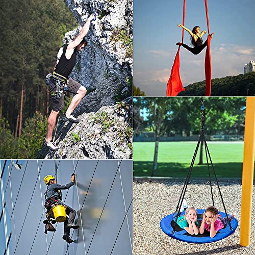Gymnastic Rings 1100lbs Capacity with 14.76ft Adjustable Buckle Straps, Swing Swivel 35KN Breaking Strength 360° Rotator Safety Rotational Device