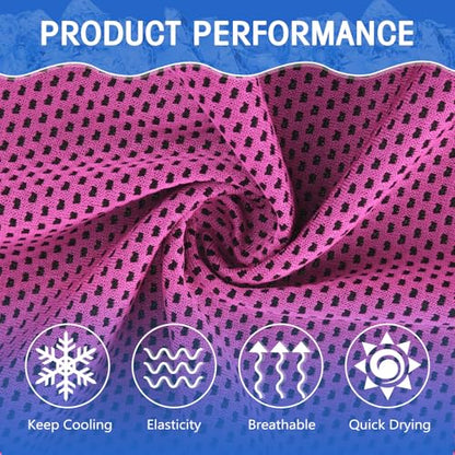 100 Pack Cooling Towels, 40"x12" Cooling Towels for Neck and Face Breathable Soft Chilly Sweat Rag Microfiber Sport Rags for Gym Yoga Golf Running - color: Rose Red
