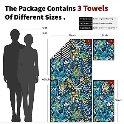 4Monster Camping Towels 3 Size at 1 Pack,Quick Dry Microfiber Towel,Beach Travel Towel Ultra Compact,Soft Gym Towel for Hiking Yoga Travel Sports Backpacking Trip and Pool