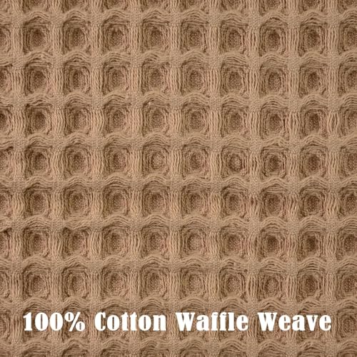 Jacquotha Waffle Bathroom Hand Towels 2-Piece (Tan) – Cotton, Soft, Lightweight, Lint Free, 13” x 29” - color: Tan