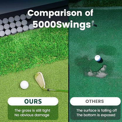 Golf Hitting Mat with Ball Tray, Dual-Turf Practice Training Mat for Indoor & Outdoor Use with 3 Rubber Tees - size: 5 x 4 ft - 1.22"