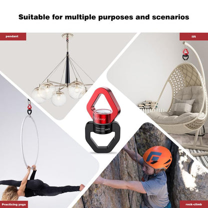 Swivel Hook for Swing, 35KN Swing Swivel, Aluminium Alloy Swing Spinner for Children's Swing,Aerial Yoga,Web Tree Swing,Hanging Hammock Indoor Outdoor(Black-Red with 2 Carabiners) - style: Black Red-1 Pack with 2 Carabiners
