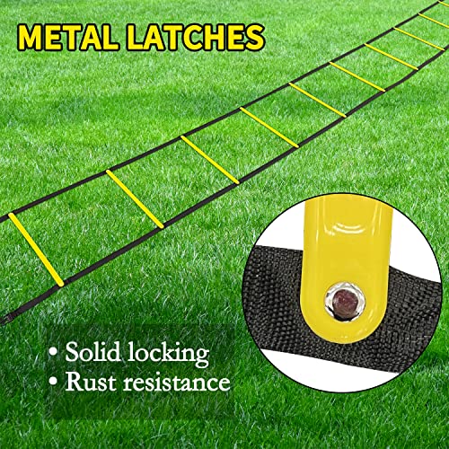 Agility Ladder Speed Training Equipment 16FT 12 Rung Footwork Sports Agility Speed Ladder for Football Basketball Baseball with Carry Bag