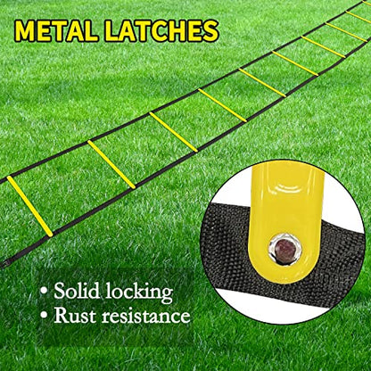 Agility Ladder Speed Training Equipment 16FT 12 Rung Footwork Sports Agility Speed Ladder for Football Basketball Baseball with Carry Bag