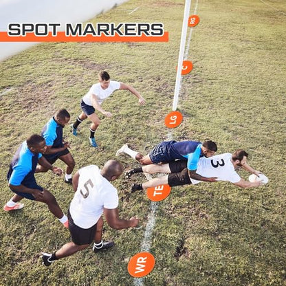 9 Pcs Football Lineman Spot Markers with Mesh Bag 9 Inch Non Slip Vinyl Poly Floor Agility Dots Flat Field Cones for Football Coaching Speed Agility Training Equipment