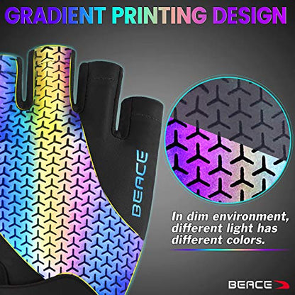BEACE Gloves for Cycling Bike Biking Half Finger Road Bicycle for Men and Women-5MM Breathable Anti-Slip Shock-Absorbing Pad Gym Motorcycle Light Weight Mountain Bike Gloves