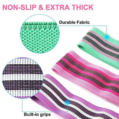 Fabric Resistance Bands for Legs and Butt, Resistance Loop Band Set，Hip Resistance Bands for Workout，Booty Bands Fitness Bands, Glute Bands for Women and Men，Anti Slip Elastic (Set 3)
