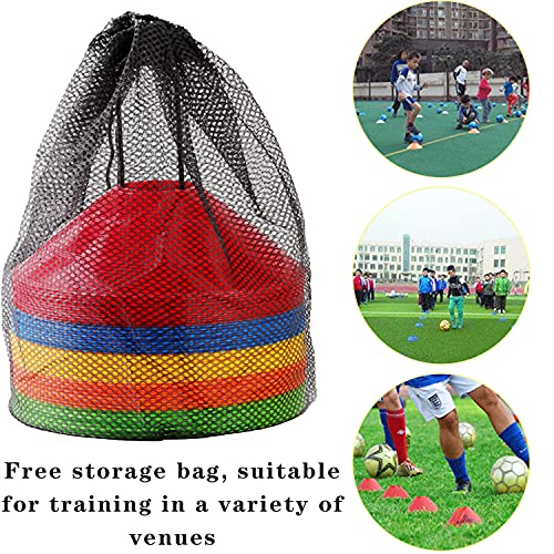 60/30 Pack Soccer Training Cones - Agility Cones with Carry Bag, Sturdy Disc Cones for Sports Training, Soccer, Football, Basketball, Indoor Outdoor Sports, Festive Events, Field Cone Markers