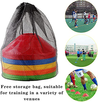 60/30 Pack Soccer Training Cones - Agility Cones with Carry Bag, Sturdy Disc Cones for Sports Training, Soccer, Football, Basketball, Indoor Outdoor Sports, Festive Events, Field Cone Markers