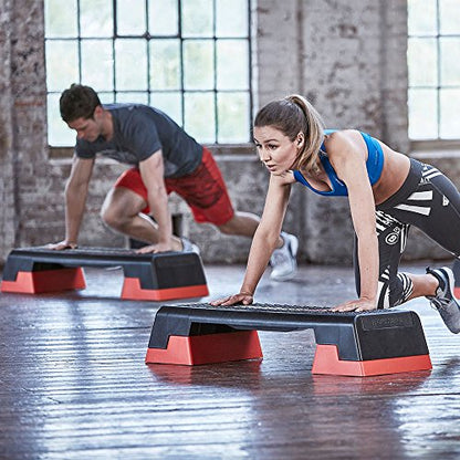 Reebok Fitness Multipurpose Adjustable Aerobic and Strength Training Workout Step Platform for HIIT, Cardio, and General Sessions