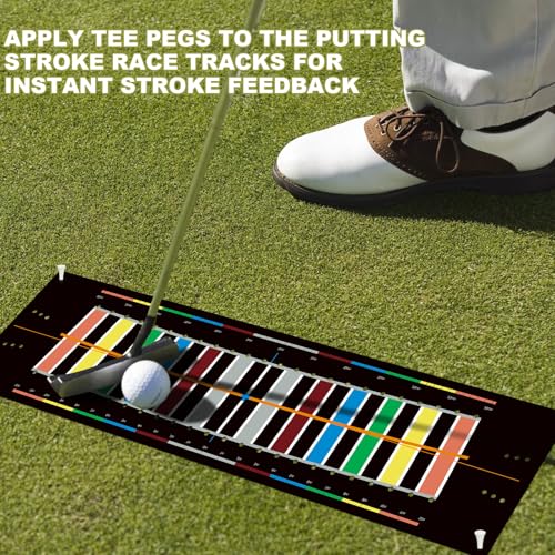 Golf Putting Mats Practice Indoor 30 x 8.27 Inch Golf Putting Practice Training Aid Alignment Track Green Mat Exercise Putter Training Supplies - color: Multicolor