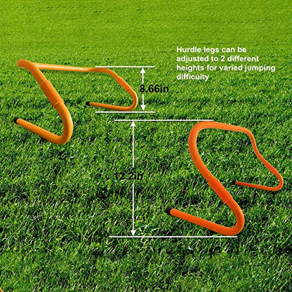 TOCO FREIDO Speed&Agility Training Set – 20ft Agility Ladder Set with 12 Rungs, 4 Adjustable Training Hurdle, 12 Disc Cones, 2 Resistance Bands, 1 Running Parachute and Footwork Drills Equipment