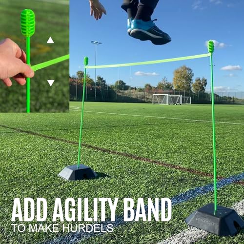 QUICKPLAY PRO Agility Poles (10x Adjustable 3ft to 6ft) for Turf & Court Training - style: Set of 10 Agility Poles + set of 5 base weights