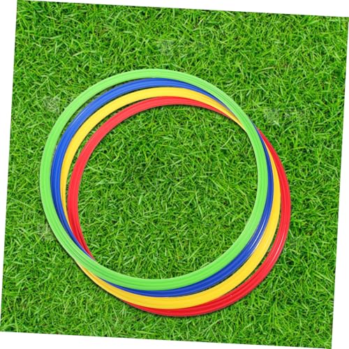 POPETPOP 4pcs Agility Training Rings for Soccer Sturdy Plastic Speed Hoops for Outdoor Football Drills Enhance Coordination and Speed for Boys and Girls and Adults