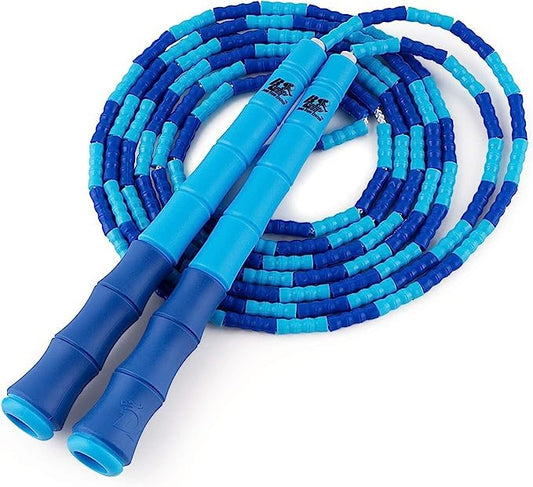 Buddy Lee New Beaded Jump Rope – Adjustable Skipping Rope for Adults – Durable, Tangle-Free Fitness Jump Rope with Ergonomic Handles for Cardio, Training & Outdoor Workouts - color: a.Blue