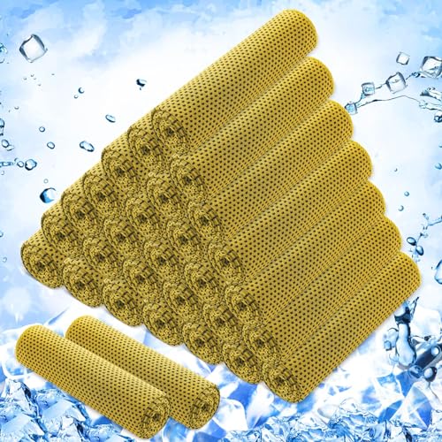 30 Pack Cooling Towels, 40"x12" Ice Breathable Soft Chilly Sweat Rag Microfiber Workout Rags for Gym Cooling Towels for Neck and Face for Yoga Golf Sport Running - color: Yellow
