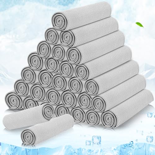 MENOLY 30 Packs Cooling Towels Bulk Cooling Towels for Neck and Face Gym Workout Cooling Neck Rags for Sports Yoga Soft Microfiber Breathable Sweat Rags for Hiking Running Fitness-Gray - color: Light Gray