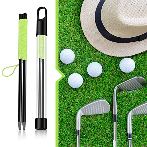 2 Pieces Golf Alignment String Line Putting Aid with Pegs Training String Guide 10 Inch for Alignment and Practice Indoor Trainer Line Green