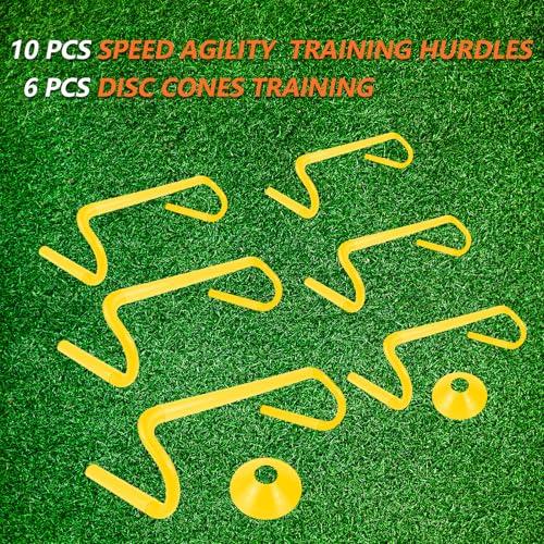 10 Pcs 6" Speed Agility Training Hurdles with 6 Marker Cone Durable Training Hurdle Agility Plyometric All Purpose Speed Hurdle Equipment for Athletes Soccer Basketball Football Practice