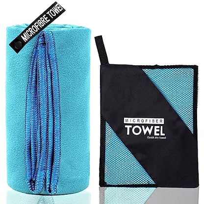Microfiber Travel Towel, Soft Lightweight Quick Dry Towel, Super Absorbent Compact Travel & Sports & Beach Towels for Camping, Backpack, Gym, Swimming, Yoga, Hiking (L:24"×48" -MarineBlue)