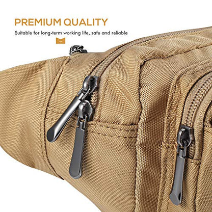 CXWMZY Fanny Packs For Women & Men Waist Pack Hip Bum Bag with Multi-Pockets Large Capacity Waterproof Casual Bum Bag for Disney Traveling Casual Cycling Running Hiking - color: Khaki