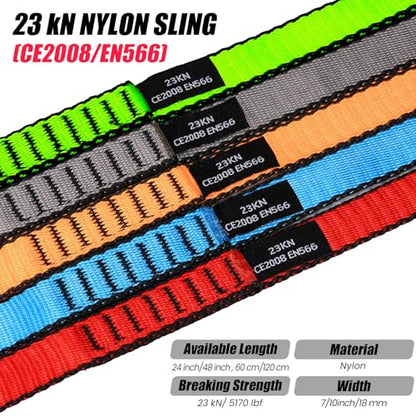 18MM Nylon Climbing Slings Runners 23 kN Strong Webbing Straps for Rock Climbing, Rappelling, Swing, Yoga Hammock etc - color: 3PCS Grey, size: 24inch/60cm