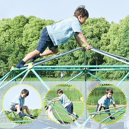 Merax 12FT Climbing Dome with Hammock, Outdoor Geometric Dome Climber Play Center for Kids 3-10 Supporting 1000 lbs, Easy Assembly Jungle Gym