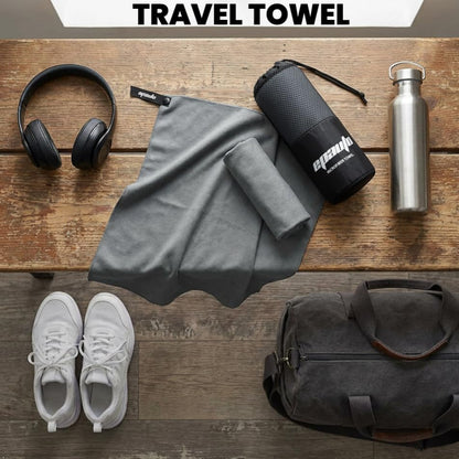 EPAuto 2-Pack Microfiber Quick Dry Towel Set - Lightweight, Super Absorbent & Compact Travel Towels (60"x30" & 24"x15") for Gym, Camping, Beach, Yoga & Backpacking, Gray