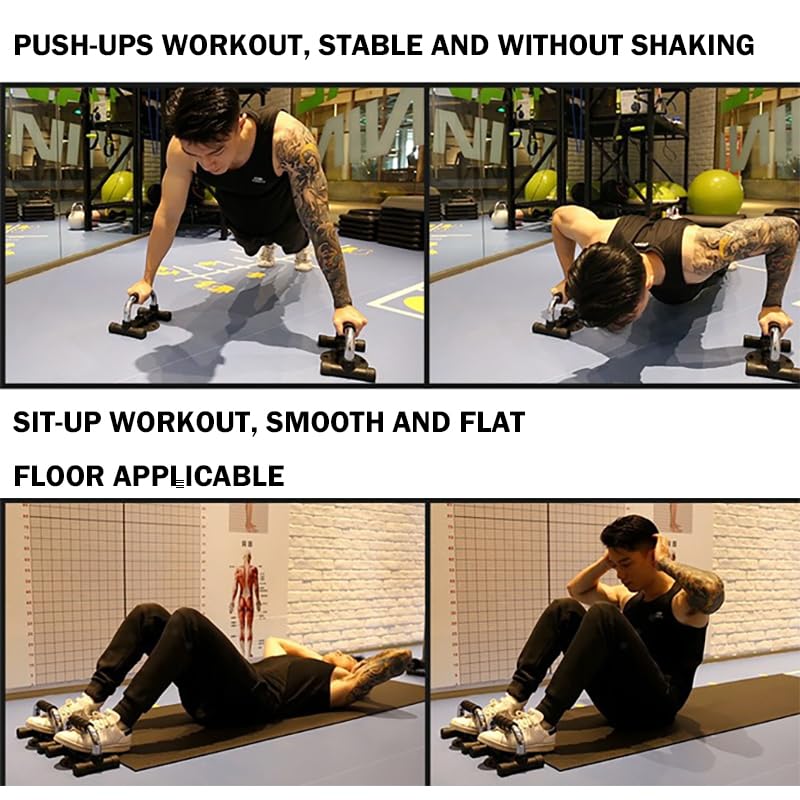 Push-Up Bar, Anti Slip Push Up Stand, Metal Push-Up Handles, Sponge Material Handle Cover, Cushioned Foam Grips, Family exercise - color: BLACK