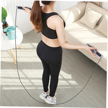 Electronic Counting Jump Rope Weighted Steel Cable Skipping Rope for Workout Fitness Training with Digital Counter Suitable and Gym Exercise (black)
