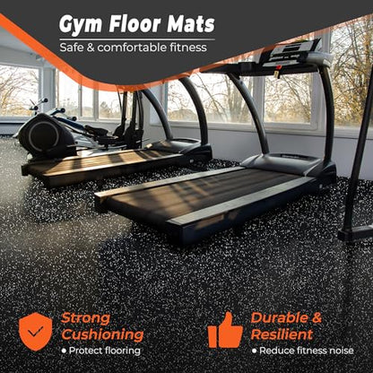 SUPERJARE 0.4'' Thick 12 Pcs 48 Sq Ft Rubber Top Exercise Equipment Mats - size: 12 Tiles (48 Sq Ft)