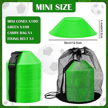 Hanaive Mini Soccer Cones for Agility Drills, 5 Inch - color: Green