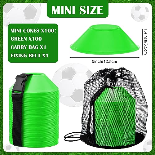 Hanaive Mini Soccer Cones for Agility Drills, 5 Inch - color: Green