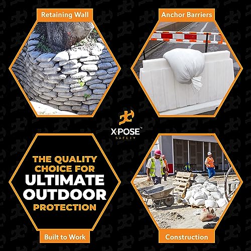 Xpose Safety Heavy Duty Sand Bags with Tie Strings – Empty Woven Polypropylene Sandbags for Hurricane Flood Protection, 50 lb Capacity, 14" x 26", White, Pack of 10 - color: White, size: 10 Sandbags