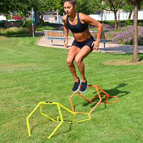 Hex Agility Rings for Speed Training & Agility Footwork Training Speed Hurdles Ladder with Carrying Bag (6 Rings)