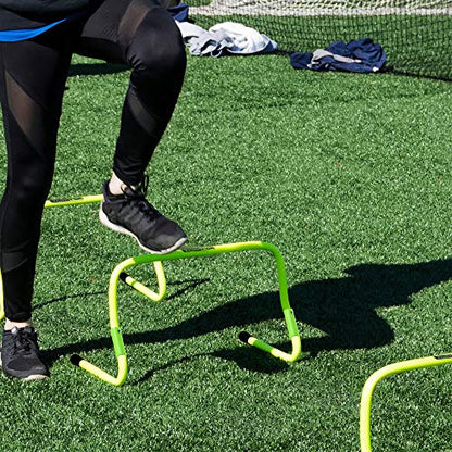 HolaHatha Agility Hurdle, Indoor Outdoor Sports Training Equipment for Track, Basketball, Football & Soccer - Height Adjustable, Bright Green