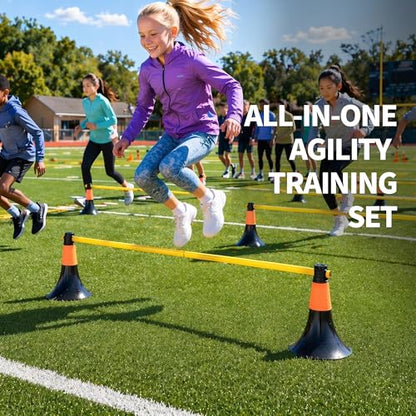 9 Inch Agility Training Cones with Poles, 10PCS Set Soccer Basketball Practice Cones for Speed Footwork and Coordination Drills