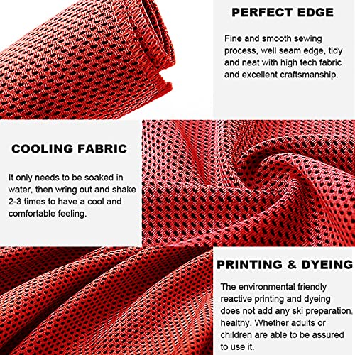 10 Pack Cooling Towels Bulk Microfiber Ice Towel Quick Dry Breathable Chilly Sweat Towel Stay Cool Towel for Neck Face Yoga Gym Workout Running Pilates Beach with Carabin Bag, 40x12'', Red - color: Red