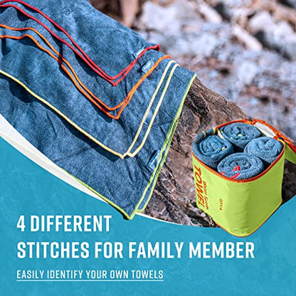 4Monster 4-Pack Quick Dry Microfiber Travel Towels – Super Absorbent, Ultra-Soft Camping Towel Set with Water-Resistant Bag, Lightweight & Compact for RV, Gym, Beach, Pool, Swimming, and Family Trips - color: 4-green