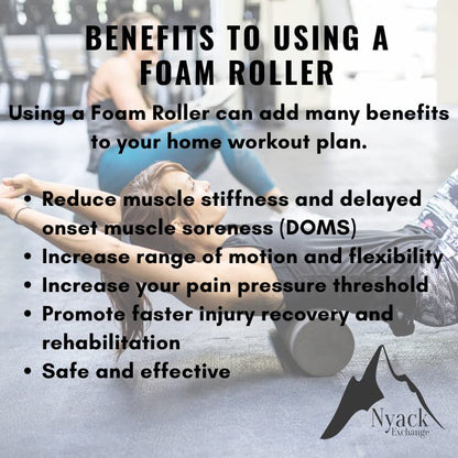 Nyack Exchange's High-Density Round Packable Foam Roller for Exercise, Massage, Muscle Recovery - 12"