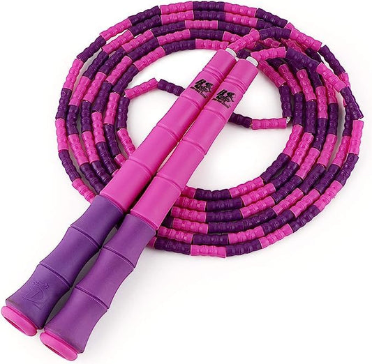 Buddy Lee New Beaded Jump Rope – Adjustable Skipping Rope for Adults – Durable, Tangle-Free Fitness Jump Rope with Ergonomic Handles for Cardio, Training & Outdoor Workouts - color: c.Pink