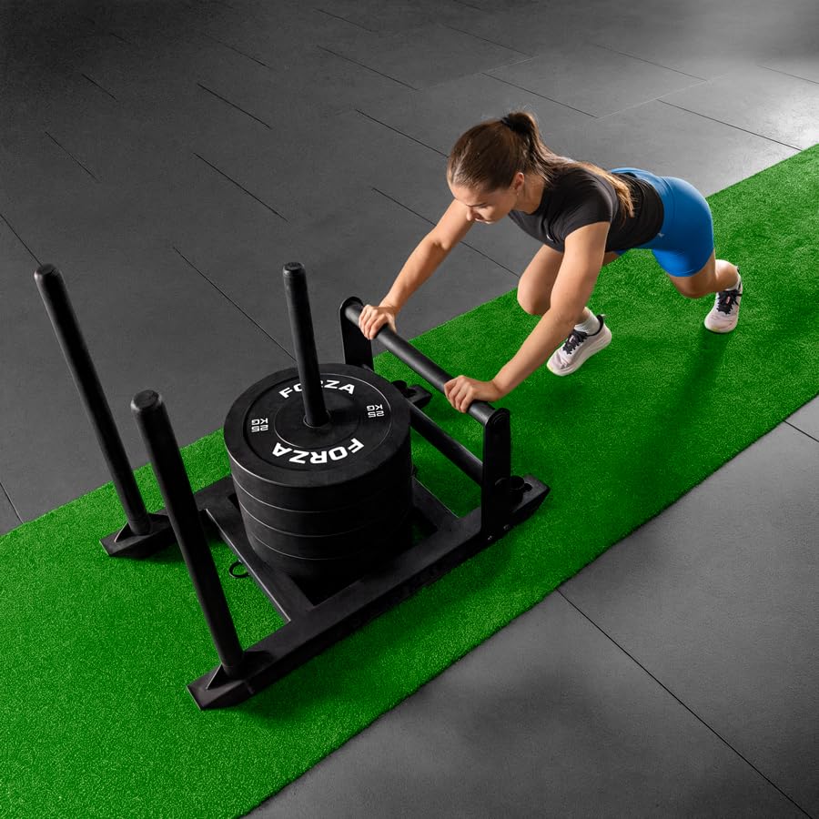 FORZA Sprint Track/Sled Track | Durable 33ft x 3.3ft Artificial Turf | Perfect for Sprint, Agility and Strength Training - color: Green