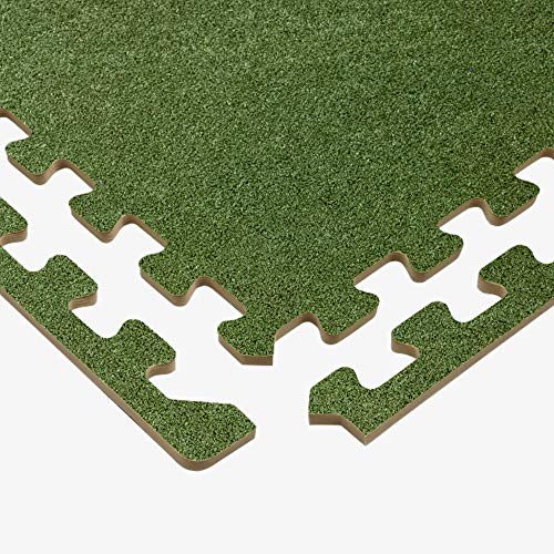 We Sell Mats 3/8 Inch Thick Interlocking Foam Carpet Tiles Durable Carpet Squares Anti Fatigue Support for Home Office or Classroom Use - color: Olive, style: 24 Square Feet (6 Tiles)
