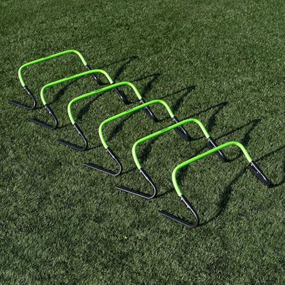 QUICKPLAY Adjustable Speed Hurdles Set of 6 - Soccer Training Hurdles for Agility Drills, 6in 9in 12in Height Settings, Portable Football Agility Hurdles with Carry Bag