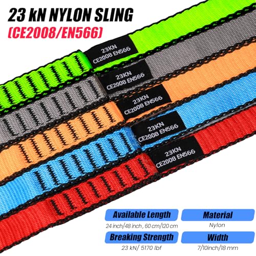 18MM Nylon Climbing Slings Runners 23 kN Strong Webbing Straps for Rock Climbing, Rappelling, Swing, Yoga Hammock etc - color: 3PCS Blue, size: 24inch/60cm