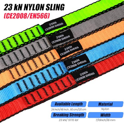 18MM Nylon Climbing Slings Runners 23 kN Strong Webbing Straps for Rock Climbing, Rappelling, Swing, Yoga Hammock etc - color: 3PCS Blue, size: 24inch/60cm