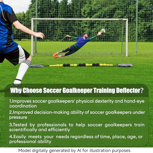 9-13 FT Single Line Goalkeeper Ball Deflector, Soccer Goalkeeper Training Equipment, Multiple Different Refraction Angles, Enhanced Reaction Time & Ball Control